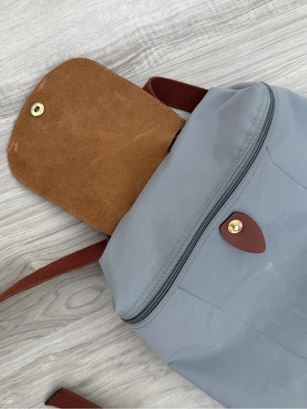 Longchamp Le Pliage Original Backpack in a grey-blue